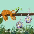wholesale 925 Sterling Silver Sloth Swarovski Crystal Drop Earrings for Women and Girls-0-4