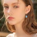 wholesale 925 Sterling Silver Blue Opal Teardrop Owl Dangle Earrings for Women Girls  4cm Long-0-1