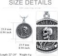 wholesale 925 Sterling Silver Memento Mori Skull and Hourglass Coin Pendant Necklace for Men Women 24 Chain  Set-0-5