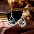 wholesale 925 Sterling Silver Teardrop Palm Tree Highland Cow and Calf Drop Earrings-0-2