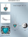 wholesale 925 Sterling Silver Natural Turquoise Heart Shape Pendant Necklace for Women-0-5