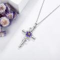 wholesale 925 Sterling Silver Floral Cross Pendant Necklace w/ Pink Carnation & White Daisy Stones - Elegant Gift for Her-0-1