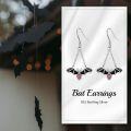 wholesale 925 Sterling Silver Bat Drop Earrings with Red Crystal Accents for Women and Girls-0-5