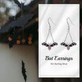 wholesale 925 Sterling Silver Bat Drop Earrings with Red Crystal Accents for Women and Girls-0-5