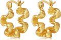wholesale Gold 925 Sterling Silver Twist Double Hoop Charm Earrings for Women -0-0