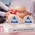 wholesale Rose Gold 925 Sterling Silver Blue Enamel CZ Evil Eye Stud Earrings Minimalist s for Women Girls -0-2