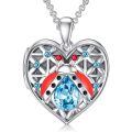 wholesale 925 Sterling Silver Heart Locket Pendant With Blue Gem And Ladybug Design Personalized Photo Frame For Women-0-0