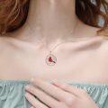 wholesale 925 Sterling Silver Red Enamel Cardinal Bird Circle Pendant Necklace s for Women-0-5