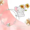 wholesale 925 Sterling Silver Heart & Elephant Charm Bracelet Wholesale for Women and Girls-0-5