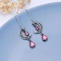 wholesale Sterling Silver Moon Earrings w Emerald Amethyst Ruby Sapphire Pink Peridot Aquamarine Citrine Black Rainbow Topaz Celtic Dangle Drops-0-12