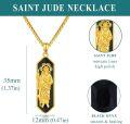 wholesale Gold 925 Sterling Silver Black Onyx Saint Pendant Necklace  for Men Women 24 Chain-0-5