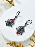 wholesale 925 Sterling Silver Spider Web Heart Drop Leverback Earrings-0-1
