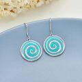 wholesale 925 Sterling Silver Turquoise Spiral Drop Earrings White Gold Plated-0-2