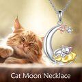 wholesale 925 Sterling Silver Cat on Cloud Crescent Moon Star Pendant Necklace for Women-0-2