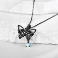 wholesale 925 Sterling Silver Gothic Black Butterfly Skull Heart Charm Pendant Necklace Gift for Her-0-3
