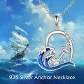 wholesale 925 Sterling Silver Anchor & Wave Pendant Necklace - Oceanic Jewelry for Women-0-5