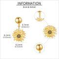 wholesale 14k Yellow Gold Sunflower Belly Button Ring Navel Piercing Jewelry for Women Girls-0-3