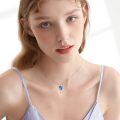wholesale 925 Sterling Silver Blue Crystal Heart Shaped Musician Pendant Necklace-0-1