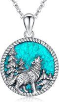 wholesale 925 Sterling Silver Turquoise Howling Wolf Pendant Necklace for Men & Women-0-0