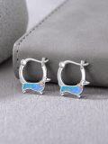 wholesale 925 Sterling Silver Blue Opal Dachshund Dog Huggie Hoop Earrings for Women Gift-0-4