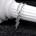 wholesale 925 Sterling Silver Mens Black Meteorite Lightning Bolt Pendant Necklace-0-3
