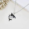 wholesale 925 Sterling Silver Black & White Shark Pendant Necklace for Kids-0-3