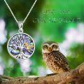 wholesale 925 Sterling Silver Abalone Shell Tree of Life Owl Pendant Necklace for Women-0-5