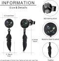 wholesale 925 Sterling Silver & Abalone Shell Black Feather Punk Earrings for Women Men, Stylish Dangling Gift-0-3