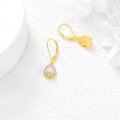 wholesale 14K Gold Moonstone Lotus Flower Leverback Dangle Earrings-0-2