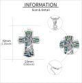 wholesale 925 Sterling Silver Cross with Green Shell Inlay and Religious Figures Pendant Necklace for Women Men  43cm Chain Length-0-2