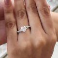 TOUPOP 10k/14k/18k Gold Moissanite Heart Twist Engagement Ring-0-3
