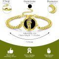 wholesale 925 Sterling Silver Plated 24K Gold  Saint Jude Charm Bracelet with Black Stone and Religious Symbols-0-4