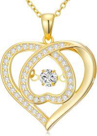 wholesale 925 Sterling Silver Gold Moissanite Floating Necklace with Twinkle Setting, 1 CTTW Round Cut, Hypoallergenic, Gift Box Included-undefined