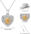 wholesale 925 Sterling Silver Heart Sunflower Photo Locket Pendant Necklace with Chain - Memorial Keepsake Gift for Women-0-3