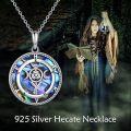 wholesale 925 Sterling Silver Abalone Shell Triple Moon Goddess Pentagram Pendant Necklace-0-5