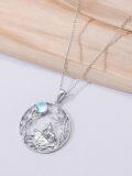 wholesale 925 Sterling Silver Moonstone Wolf Tree of Life Pendant Necklace for Women Birthday Christmas Gifts-0-2