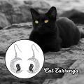 wholesale 925 Sterling Silver Black Cat Moon Drop Earrings Leverback s for Women Girls-0-4