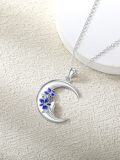 wholesale  Sterling Silver Moon Pendant Birth Flower Necklace for Women -0-28