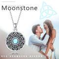 wholesale Oxidized Silver Plated Copper Moonstone Celtic Knot Photo Locket Pendant Necklace-0-6
