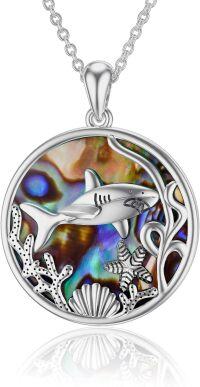 wholesale 925 Sterling Silver & Mother of Pearl Shark Necklace – Eco-Friendly Hypoallergenic Jewelry for Women & Men-Shark
