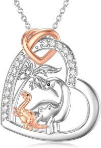 wholesale Sterling Silver Necklace for Mom Mama Bear Dino Cat Bird Chicken with 1 5 Cubs Jewelry-Mama Dinosaur with 1 Cub-Mama Dinosaur with 1 Cub