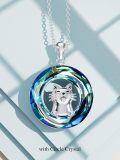 TOUPOP Sterling Silver Crystal Cat Pendant Necklace-0-3