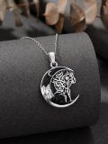 wholesale 925 Sterling Silver Black Onyx Tree of Life Crescent Moon Pendant Necklace for Women Wife Girlfriend-0-3