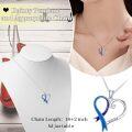 wholesale 925 Sterling Silver Blue & Purple Suicide Awareness Heart Ribbon Pendant Necklace-0-2