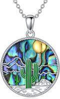 wholesale TOUPOP Abalone Shell Necklace 925 Sterling Silver Cactus/tree Of Life Pendant Jewelry Christmas Birthday Gifts For Women -0-0