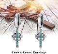 wholesale Sterling Silver Cross Hoop Earrings with Crown of Thorns for Men Women-0-23