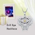 wholesale TOUPOP Evil Eye Necklace For Women Sterling Silver Angel Wings Protection Pendant Necklace With November Birthstone Topaz Amulet Jewelry Gifts For Her Women Birthday Graduation -0-4