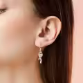 wholesale 925 Sterling Silver Heart-Shaped Survivor Ribbon Drop Earrings Wholesale - Breast Cancer Awareness  for Women-0-1