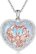 wholesale 925 Sterling Silver Heart-Shaped Celtic Knot Owl Pendant Necklace for Women-0-0