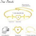 wholesale Gold 925 Sterling Silver Mustard Seed Faith Bracelet with Christian Cross and Heart Charm for Women-0-2